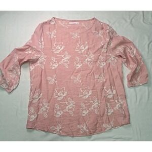 Anna & Rose Pink/White Embroidered Tunic Top XL Cottagecore Boho Feminine Hippie